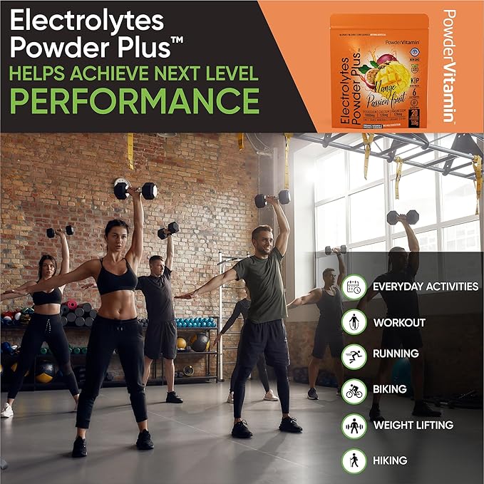 PowderVitamin Electrolytes Powder Plus (20 Servings) Mango Passionfruit Electrolyte Powder Zero Calorie Keto,0 Sugar,No Maltodextrin,1000mg Potassium,120mg Calcium,120mg Magnesium, Pink Himalayan Salt