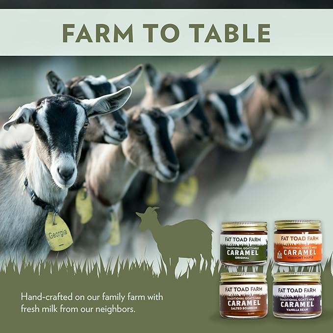 Fat Toad Farm Petit Quartet, 2oz, Traditional Goat’s Milk Caramel Sauce, Original, Salted Bourbon, Vanilla Bean, Vermont Maple, Cajeta, Gluten Free