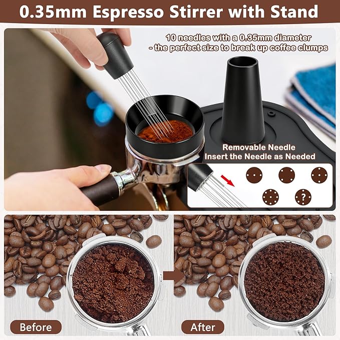 Y-Step 51mm Espresso Accessories Kit, Dual Head Coffee Distributor Espresso Leveler, WDT Tool Needle Espresso Stirrer, Dosing Funnel, Tamping Mat, Barista Tools Coffee Tamper Set for 51 mm Portafilter