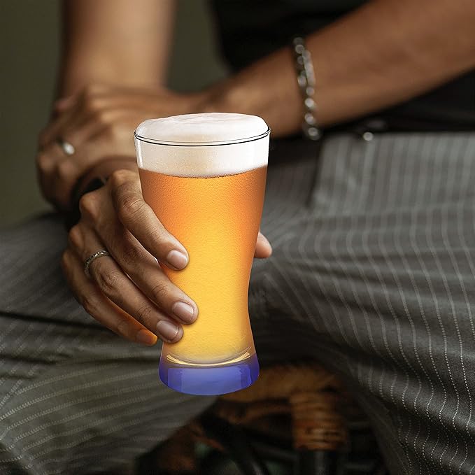 DISCOUNT PROMOS Pilsner Glasses 13.25 oz. Set of 12, Bulk Pack - Made in the USA, Perfect for Hotels, Restaurants, Bars and Even Party Favors - Blue