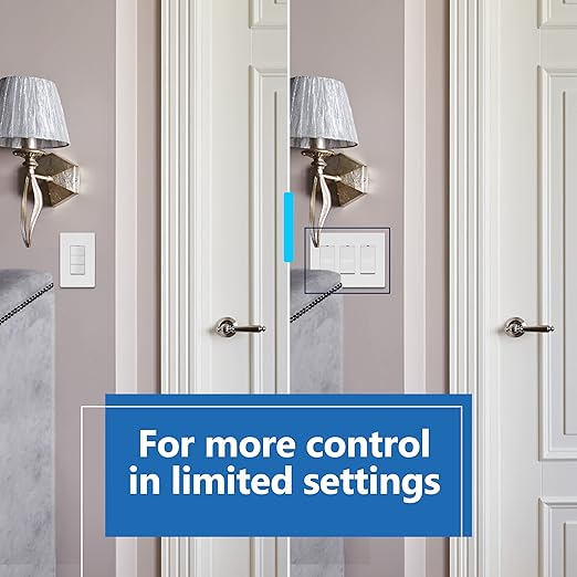 LIDER Minimalist Design Matte Finish Lighted Triple Switch, Combination Frameless Decorator Switch with Locator Light, Ground Terminal, Single Pole, 15A 120-277V, UL Listed, LCS3-1P-W, White