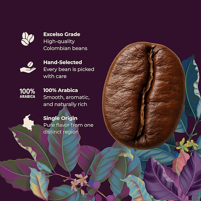 Hoasties Coffee Green Crown - Medium Roast Ground Organic Coffee, Made with 100% Colombian Arabica Coffee Beans, 16 ounces
