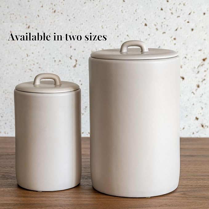 Ceramic Food Storage Jars 37Oz, Snack Containers, Airtight Lid, Kitchen Countertop Canisters for Grounds Coffee, Pods, Tea, Flour, Sugar, Rice, Pantry Organization, Containers set