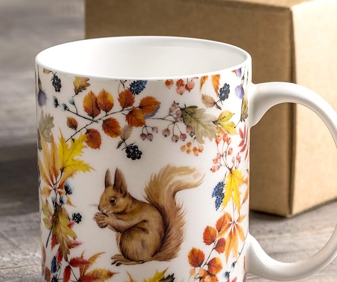 Maison d' Hermine Coffee Mug with Handles Fine Bone China Mugs Pack of One Tea Cups for Hot Beverages Cappuccino Latte Home Restaurant Office Perfect for Gift (Sous-Bois - Foret, 15 Ounce)