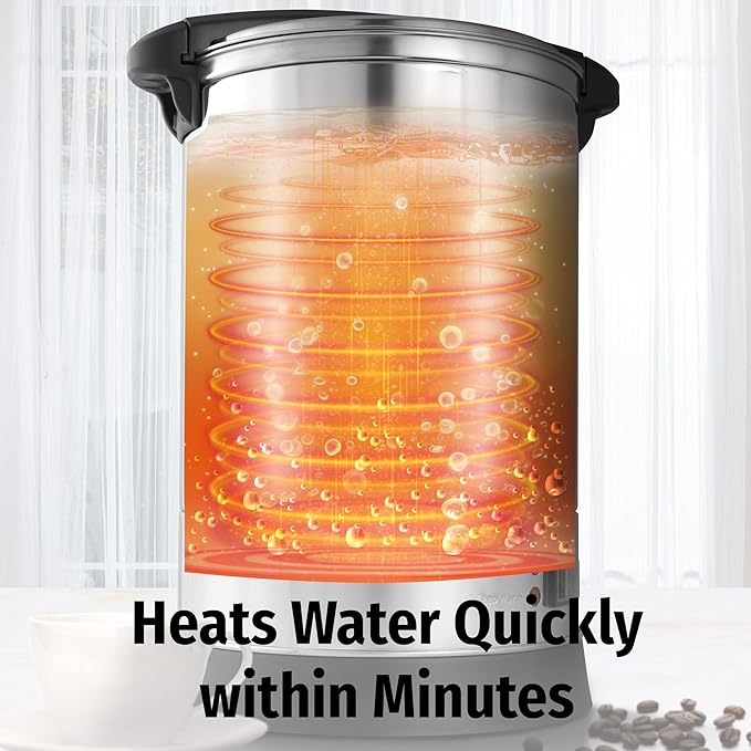Zulay Commercial Grade 100 Cup Coffee Maker Hot Water Urn - Large Percolator Pot Dispenser With Double-Wall Stainless Steel, Quick Brew, Stays Hot for Tea & Beverage at Events & Catering - Silver