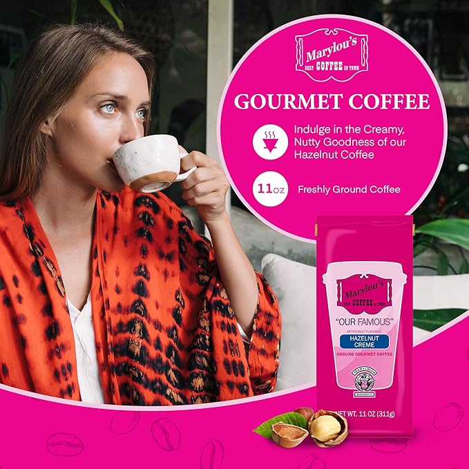 Marylou's Coffee – Hazelnut Creme Flavored Ground Gourmet Coffee – 11 oz
