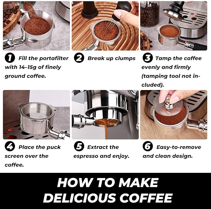 51mm Bottomless Portafilter 3 Ears Compatible for CASABREWS CM5418 and 3700 Essential, Gevi 51mm 3 Ears, Mr. Coffee Espresso, Includes Puck Screen, WDT Tool, Dosing Funnel, Double Shot Filter Basket