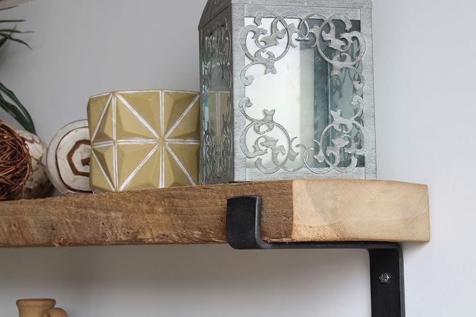 Urban Legacy Accent Shelves | Reclaimed Barn Plank | Set of 2 with Full Brackets (Natural 48"x 7"x 2")