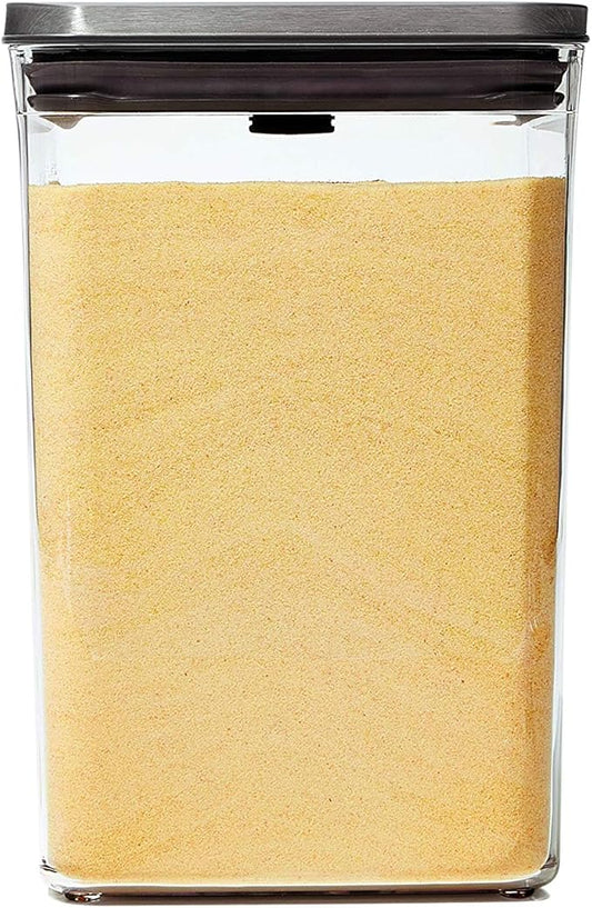 OXO Steel POP Container Big Medium Square - 4.4 Qt for Flour, Sugar and More,Grey