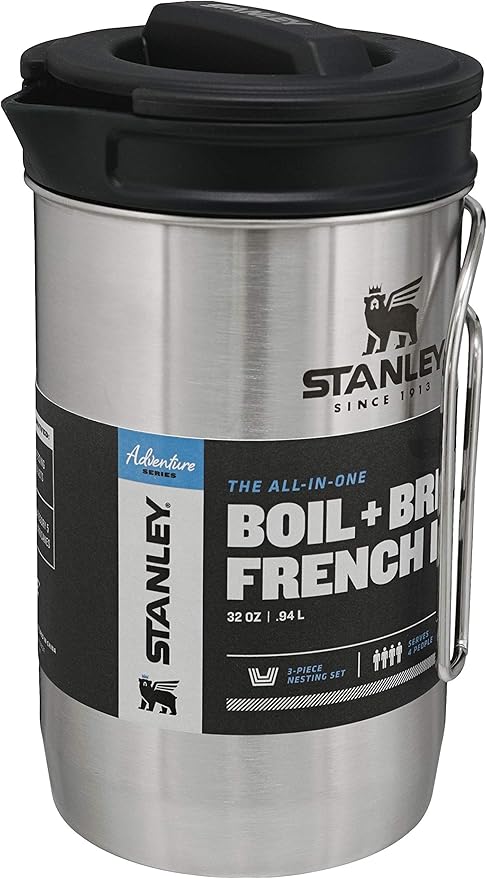STANLEY All In One French Press Coffee Maker 32 oz | 5 Minute Brew, 4 Hours Hot | Mesh Filter for Coffee Grounds | Insulated Stainless Steel French Press | BPA-Free | Stainless
