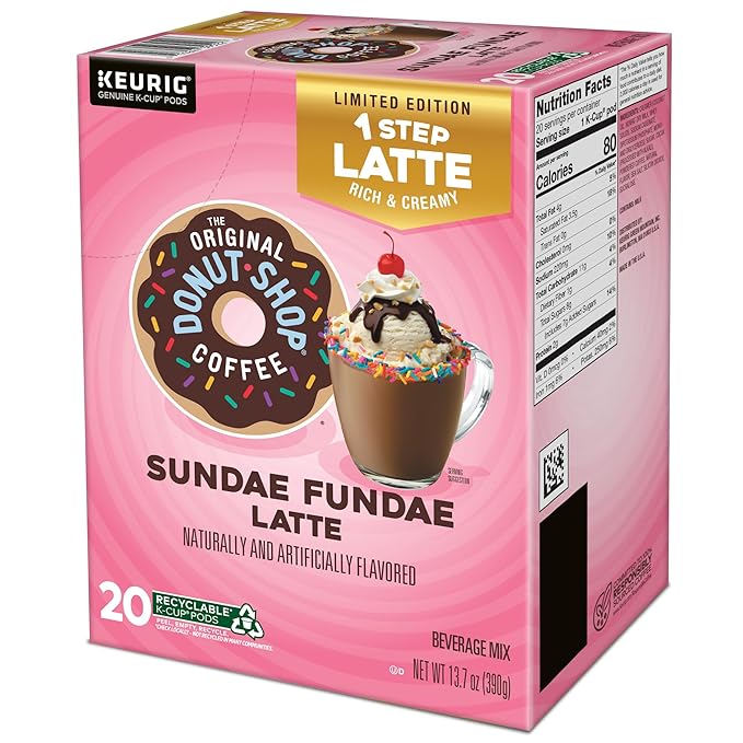 The Original Donut Shop Sundae Fundae One Step Latte, Keurig Single Serve K-Cup Pods, 20 Count (Pack of 2)