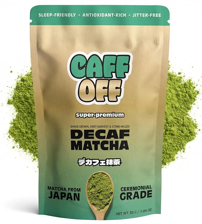 Super-Premium Decaf Matcha Green Tea Powder From Japan – 1.06 oz / 30 g – Highest Ceremonial Grade Matcha On The Market – Naturally Decaffeinated Without Chemicals – Tested for Heavy Metals – First Harvest, Shade-Grown & Caffeine-Free Matcha Powder