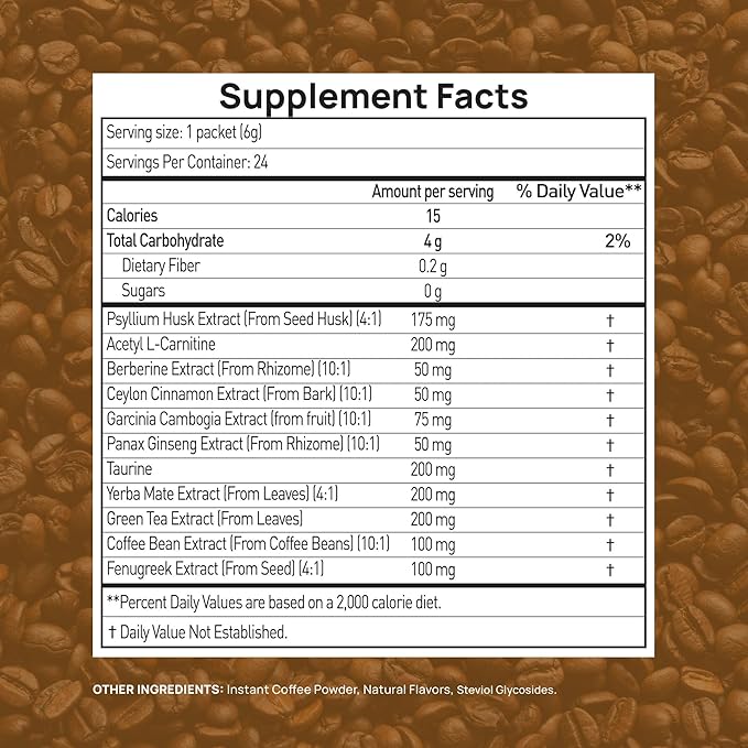 Slim Coffee GLP-1 Supplement | GLP 1 Booster to Control Appetite and Cravings | Great Tasting Metabolic Support - Coffee Bean Extract, Green Tea, Yerba Mate (Caramel)