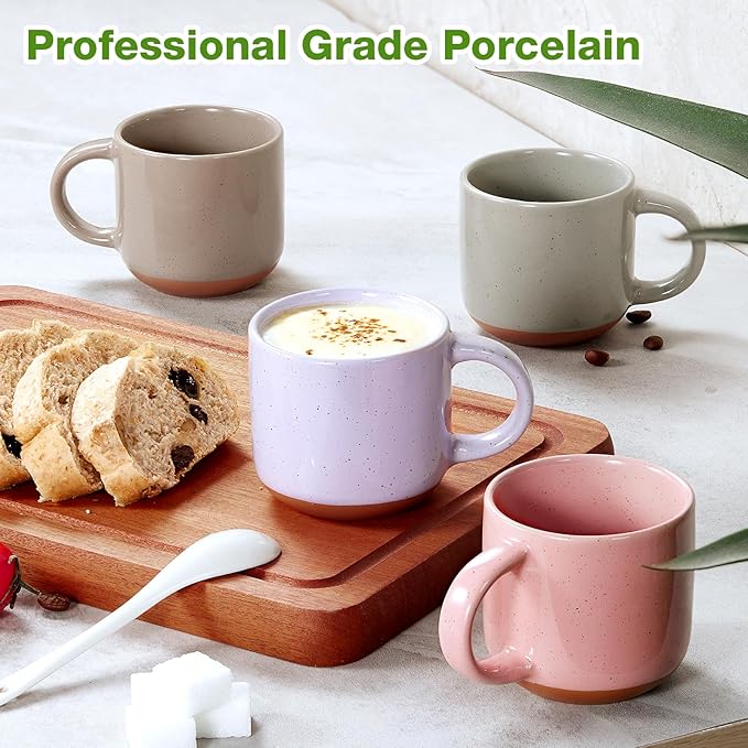Ceramic Mini Espresso Cups Set of 6, 5 oz Espresso Mugs with Handle, Porcelain Coffee Mugs Demitasse Cups, White Espresso Cups, Microwave Dishwasher Safe Suit for Espresso Machine