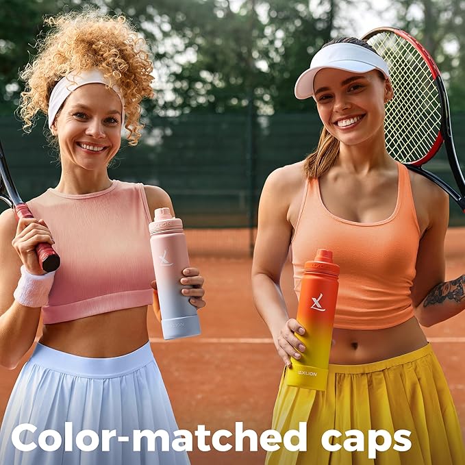 Lexlion Tea Infuser Water Bottle 32 Oz – Triple Wall Insulated Stainless Steel, Loose Leaf & Fruit Strainer, 3 Leakproof Lids, BPA-Free Silicone Sleeve, Reusable Thermal Mug