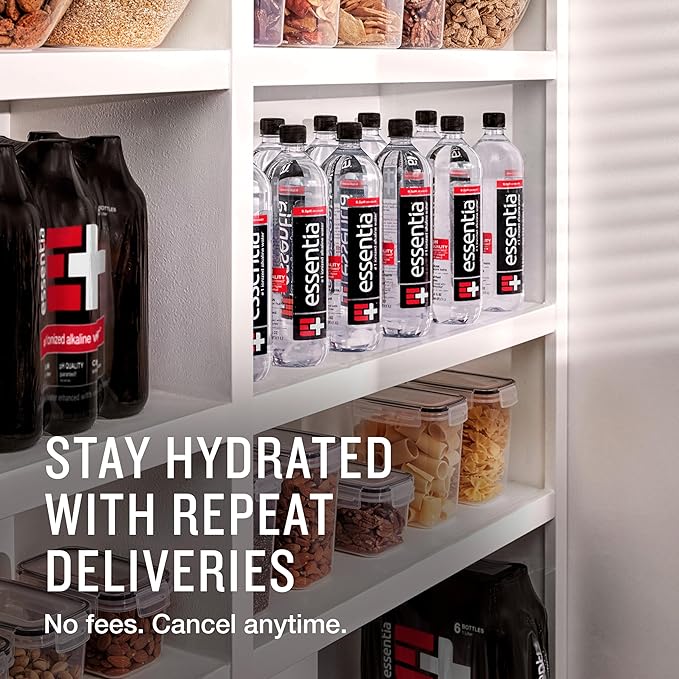 Essentia Water LLC, Ionized Alkaline Bottled Water; 99.9% Pure, Infused with Electrolytes, 9.5 pH or Higher with a Clean, Smooth Taste, 23.67 Fl Oz (Pack of 24)