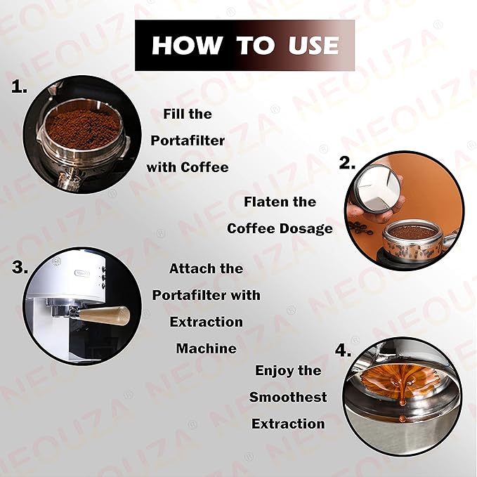 NEOUZA Espresso Portafilter 51mm Compatible with DeLonghi Stilosa ECP31.21 ECP33.21 ECP35.31 Coffee Machine Non-pressurized Basket, Double Spouts (2 Ears)