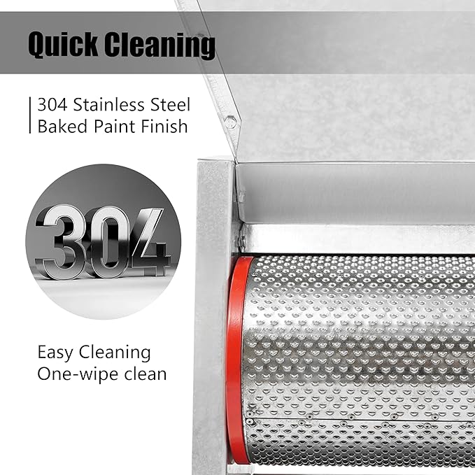 Coffee Bean Roaster Machine Fresh Coffee Bean Peeling Machine, Semi-Automatic & Manual Beans Shelling Machine with Handle, 304 Stainless, Double Discharge Ports for Shops, Farms, Homes Use
