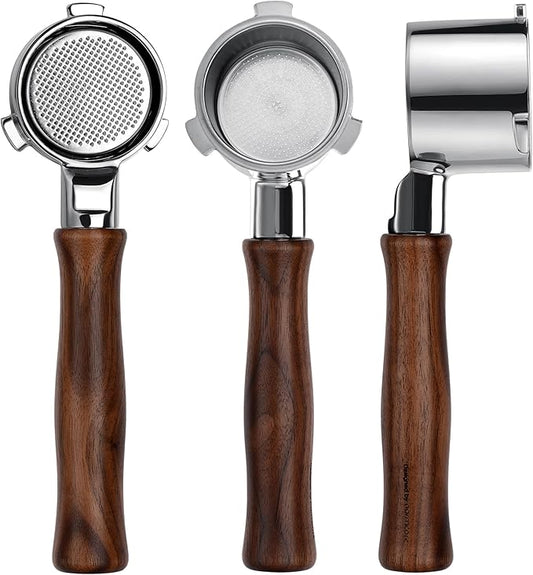 Normcore 51mm Bottomless Portafilter for DeLonghi La Specialista, 3-Ear Naked Espresso Tool with Walnut Handle for EC9155 9335 9355 9665 EC9335, 23-25g Barista Basket Included