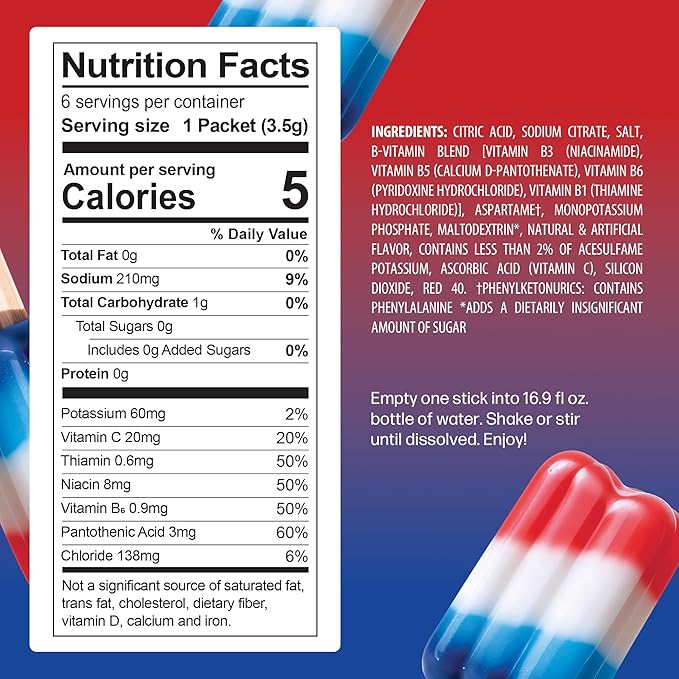 Juicy Mixes PeakH20 Electrolytes Powder Hydration Packets | Ice Pop | 72 Servings | Sugar Free Water Flavor Packets for Workout Recovery