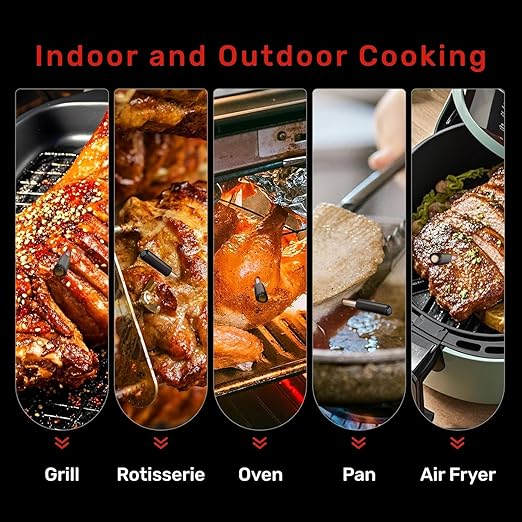 Meatmeet Pro WiFi Wireless Meat Thermometer Digital, Bluetooth Meat Thermometer Wireless, Smart App Monitoring, IP67 Waterproof Meat Probe Thermometer for BBQ, Oven, Grill, Smoker