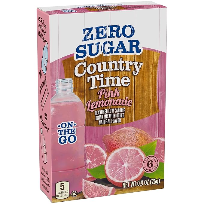 Country Time Sugar-Free Pink Lemonade Drink Mix (6 On-the-Go Packets)