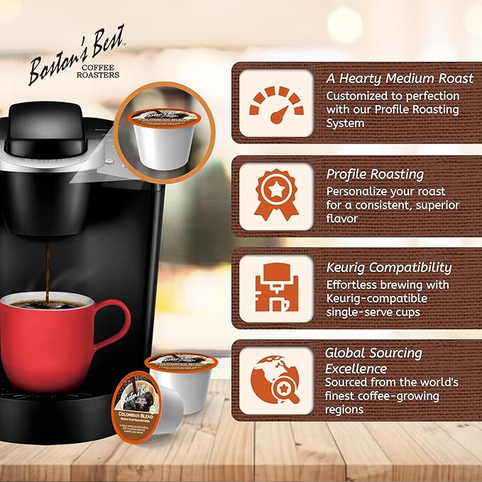 Boston’s Best - Colombian Blend Delectable Gourmet Bold Medium Roast Coffee Compatible with Keurig Coffee Maker, 1 Count (144 Single Serve Cups)