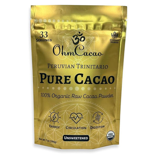 Pure Raw Organic Cacao Powder | Premium Ceremonial Grade Cacao | Natural Source of Flavanols, Magnesium, Iron & Theobromine | Sugar-Free Hot Cocoa Chocolate Drink & Baking Mix | Unsweetened - (33 Servings)