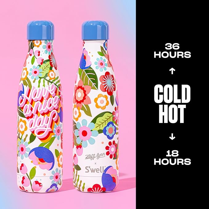 S'well Stainless Steel Water Bottle, Steffi Lynn x S'well, Triple Layered Vacuum Insulated Containers Keeps Drinks Cold for 36 Hours and Hot for 18, BPA Free, Perfect for On the Go, 17 Ounce