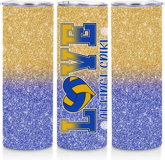 Volleyball Gifts for Teen Girls, Stainless Steel Tumbler Volleyball Water Bottle Double Wall Travel Coffee Mug Vacuum Insulated Thermal Cup for Sports Gym, Birthday Gifts for Volleyball Player Fan