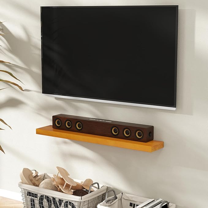 Marsmiles 48 Inch Wood Floating Shelves | Rustic Honey Oak Wall Shelves Set of 2 | 48" W x 7.7" D x 1.6" H Wooden Shelves for Bathroom Living Room Kitchen