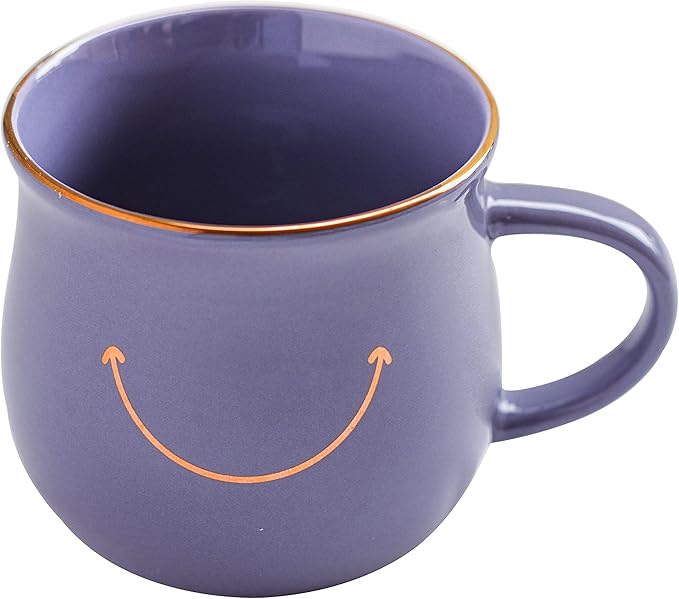 Elegant Gold-Accented Smiley Face Ceramic Mug - 13 Oz, Unique & Thoughtful Gift for Coffee Lovers, Eco-Friendly, Durable - Ideal for Home or Office