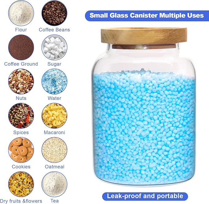 Glass Coffee Canister Glass Food Storage Jars With Airtight Lids Borosilicate Glass Coffee Canister Container for Coffee Beans & Grounds Tea Sugar Spices Kitchen (1200ml/40oz -2pack-with spoon)