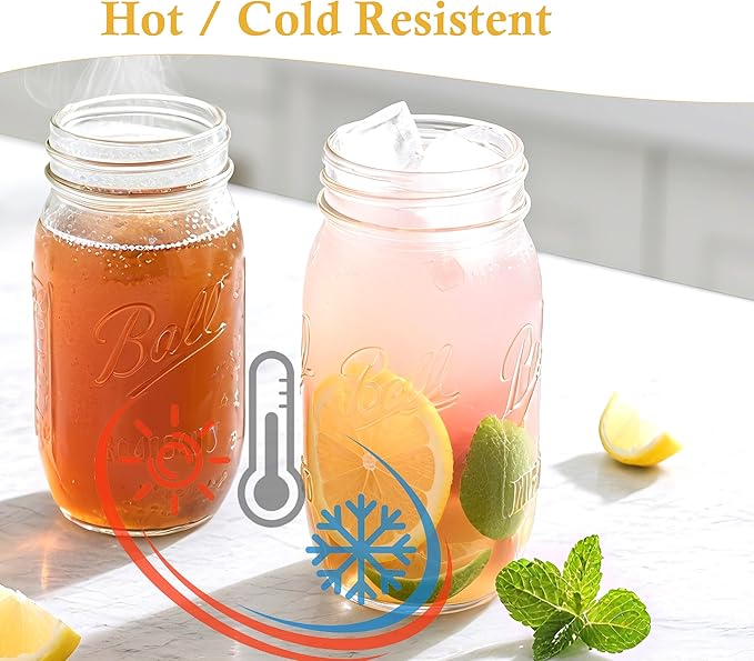 64 Oz Glass Pitcher With Lid 2 Set Half Gallon Wide Mouth Mason Jar Cold Hot Water Pitcher 2 Quart Sun Tea Glass Jar For Outside For Fridge Lemonade, Beverage,Milk,Juice, Cold Brew Iced Tea Container