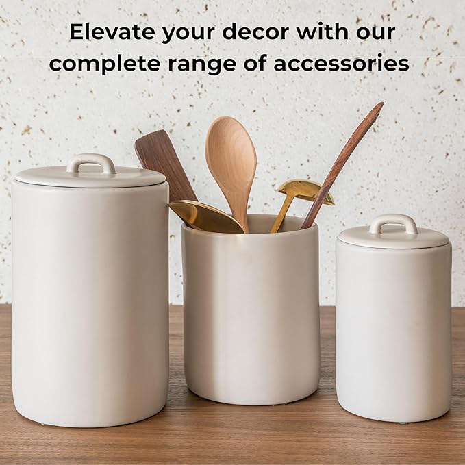 Ceramic Food Storage Jars 108Oz, Snack Containers, Airtight Lid, Kitchen Countertop Canisters for Grounds Coffee, Pods, Tea, Flour, Sugar, Rice, Pantry Organization, Containers set