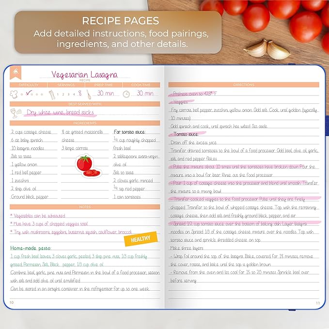 Clever Fox Recipe Book – Blank Family Cookbook – Empty Cooking Journal – Notebook Organizer to Write In Recipes – Medium, A5 (Royal Blue)