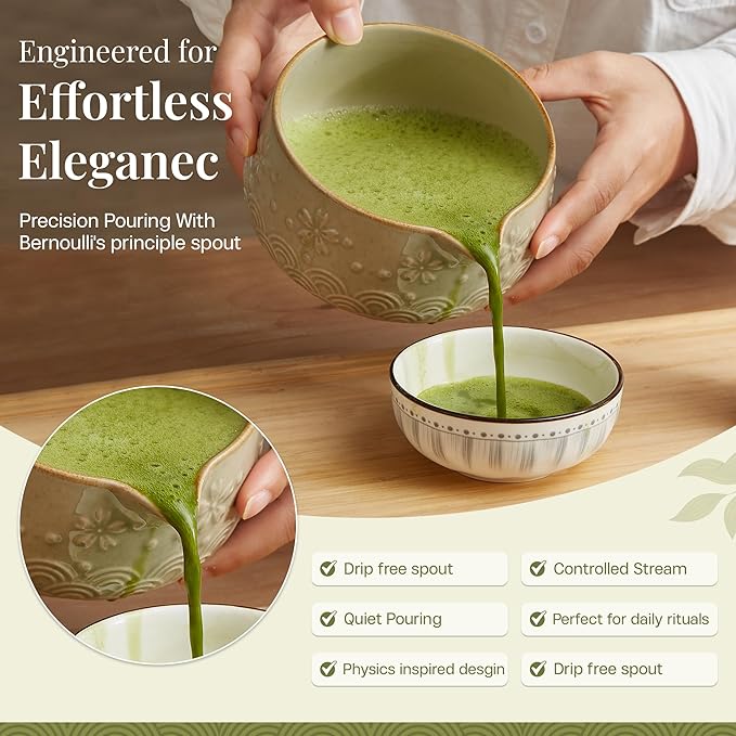 Matcha Whisk Set 9pcs – Matcha Tea Set with Ceramic Matcha Bowl, Bamboo Whisk (Chasen), Scoop, Sifter | Matcha Kit for Japanese Tea Ceremony & Beginners(Mottled)