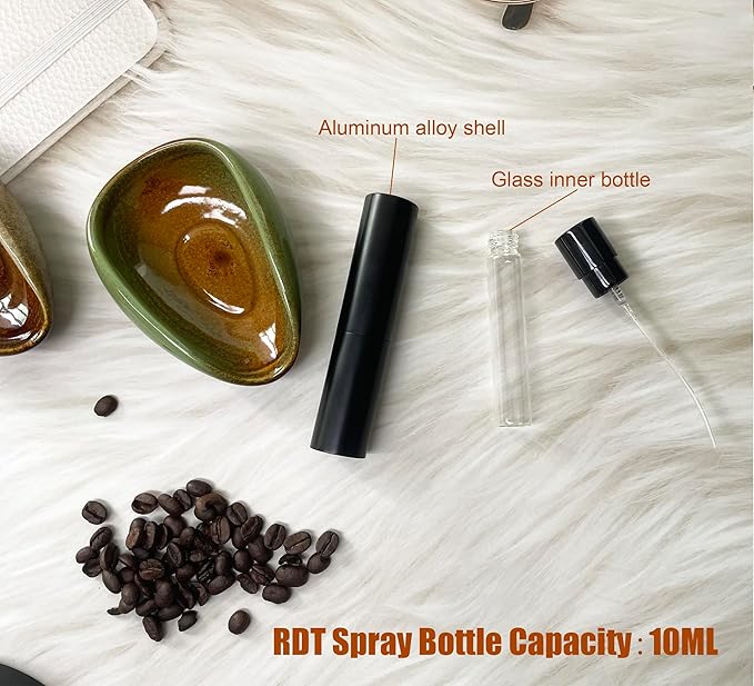 Coffee Bean Dosing Cup with RDT Spray Bottle Set, Ceramic Single Dose Measuring Tray, Coffee Bar Accessories, Green, 25g Capacity