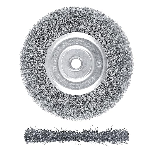 Wire Brush for Grinder - 6 Inch Fine Crimped Wire Wheel for Bench Grinder with 1/2" and 5/8" Arbor, Efficiently Polish Nuts, Bolts and Assorted Car Parts.