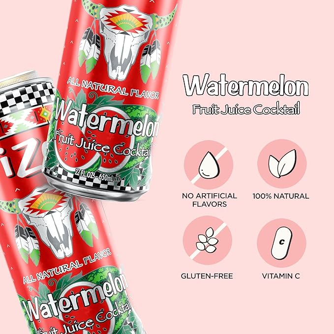 AriZona Watermelon, Fruit Juice Cocktail - Big Can, 22 Fl Oz (Pack of 12)