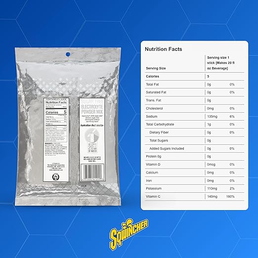 Sqwincher Zero Qwik Stik, Cool Citrus, Sugar Free, Low Calorie, Low Sodium Electrolyte Powder Hydration Drink Mix, .11 0z Packet (Pack of 50)