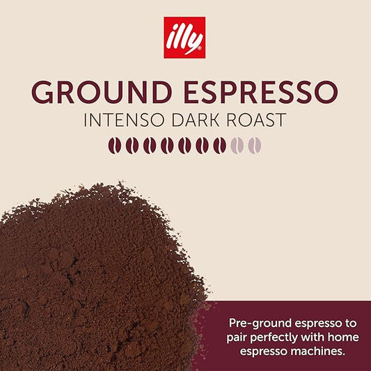 illy Ground Espresso Coffee, Classico Medium Roast, 100% Arabica, Premium Italian Coffee, Pre-Ground for Espresso Machines, 8.8oz, 12 Pack