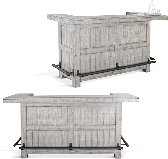 80 - Inch Alpine Bar Cabinet, 3-Tier Home Bar Cabinet (Alpine Grey Finish)