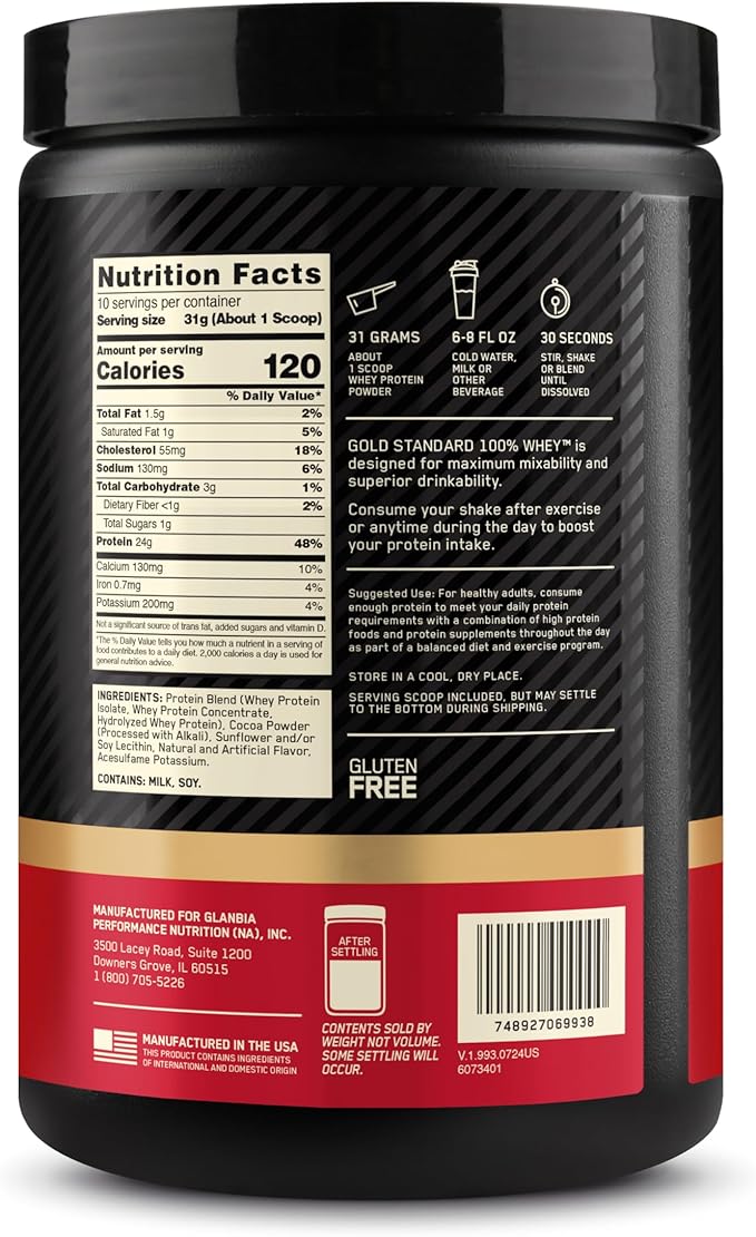 Bundle of Optimum Nutrition Gold Standard 100% Whey Protein Powder, Double Rich Chocolate, 10 Servings, 0.68 Pounds (Pack of 1) + Optimum Nutrition Shaker Cup, 28oz, Pack of 1