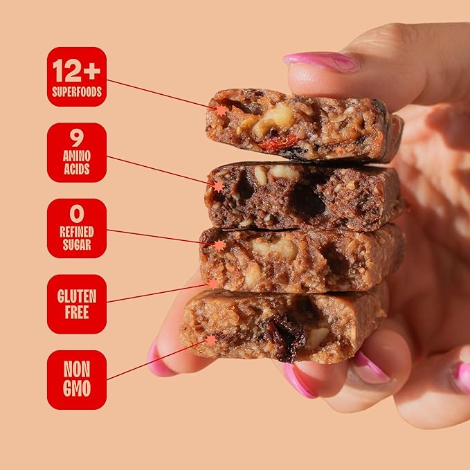 The Bomb Co. Blender Bomb Bar, Peanut Butter Cookie Dough, Superfood Snack Bar for Gut Health, Peanut Butter, Hemp Seeds, Chia Seeds, Flax Seeds, Sea Salt, Aloe Vera, Vegan Chocolate Chips, 9 Bars