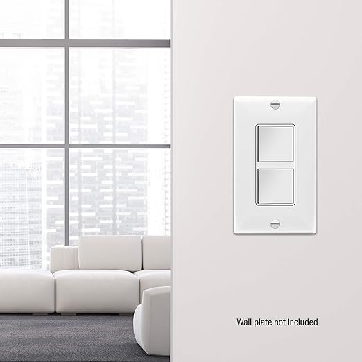 ENERLITES Double Paddle Rocker Decorator Switch, Clamp-Type Back Insert Wiring, Copper Wires Only, Single Pole, Residential/Commercial Grade, 15A 120-277VAC, 62834-W-N, White (New Model)