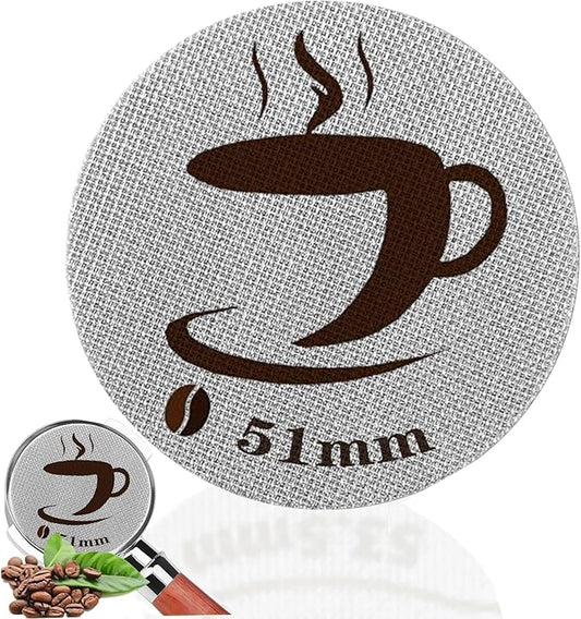51mm Espresso Puck Screen, Reusable Puck Screen Replacement, Perfect Espresso Distribution Tool Compatible with Espresso Machine 51mm Portafilter Basket, 1.7mm Thickness 150μm
