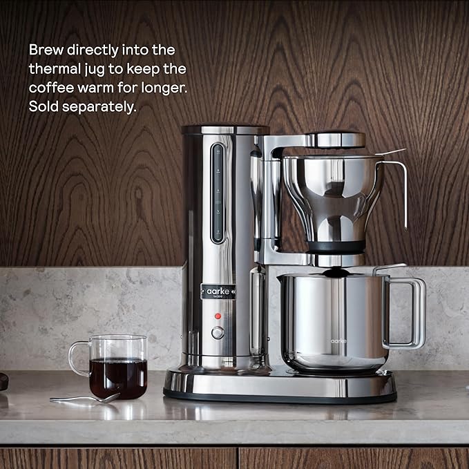 aarke Coffee Maker - Electric Drip Brewer with Automatic Drip-Stop, Glass Carafe, Brews Full Pot in Under 6 Minutes, SCA certified, Stainless Steel