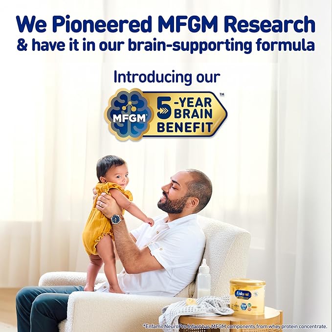 Enfamil NeuroPro Baby Formula, Triple Prebiotic Immune Blend with 2'FL HMO & Expert Recommended Omega-3 DHA, Inspired by Breast Milk, Non-GMO, Reusable Tub, 20.7 Oz (Packaging May Vary)