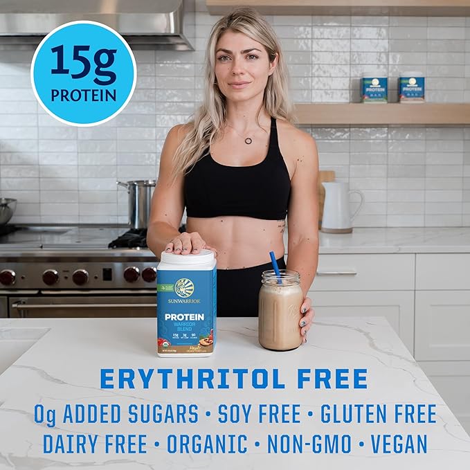 Sunwarrior Organic Plant Based Protein Powder | Vegan Organic Protein Powder Maple Flavored with BCAA Amino Acids & Hemp Seed Pea Blend | Non-GMO Soy Dairy Filler & Gluten Free (Maple, 30 Servings)